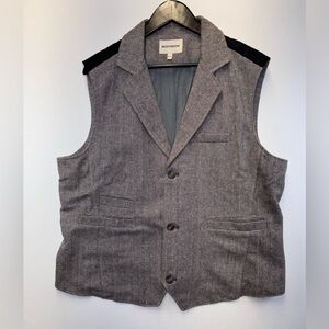 Beotyshow men’s brown herringbone vest size XXL preppy cowboy Western wool blend